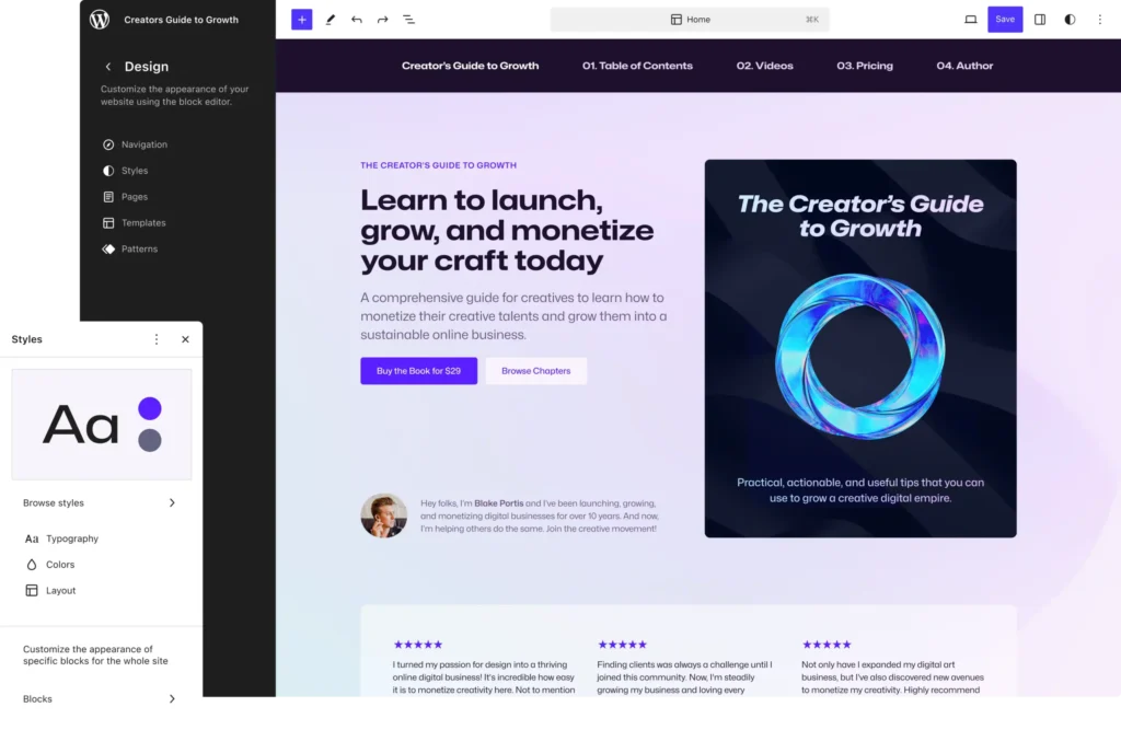 تصميم المواقع في ووردبريس باستخدام محرر غوتنبرغ: أفضل الإضافات المجانية 8 wordpress site editor scaled 1
